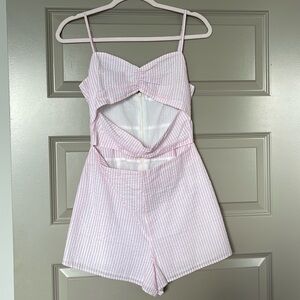 Pink and White Striped Romper